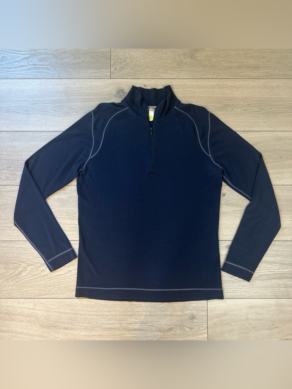Smartwool Pullover Mens Large Blue Merino Wool 1/4 Zip Base Layer Shirt